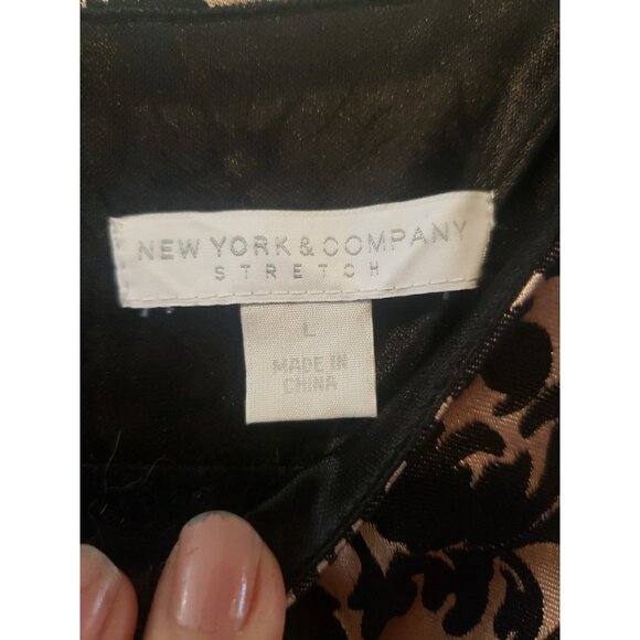 New York & Co Dress Jacquard Midi Party Sleeveless Stretch Sz L Lined Zip - Picture 4 of 10